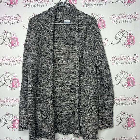 Columbia cardigan knitted heathered grey flowy with pockets warm cozy - Picture 5 of 8